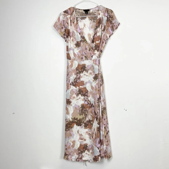 NEW Halogen Wrap Dress Womens Size Small Multicolor Short Sleeve VNeck NWOT - Picture 1 of 9